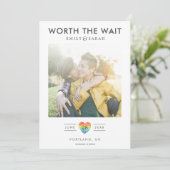 Uitgestelde trouwwedstrijd LGBTQ Save the Date met (Staand voorkant)