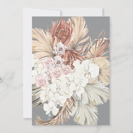 Uitgestelde Ultimate Grey Bohemian Pampas Save The Date (Achterkant)