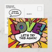 Uitgestelde verandering van datum stripboek popart briefkaart (Voorkant / Achterkant)