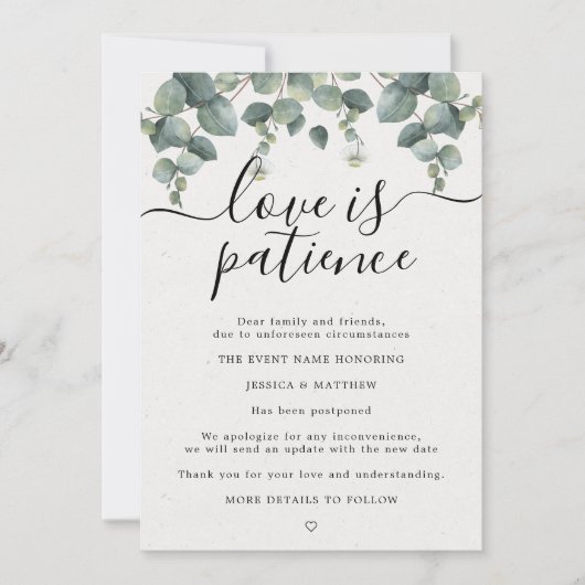 Uitgestelde Verandering van Plannen Eucalyptus Bru Aankondiging (Voorkant)