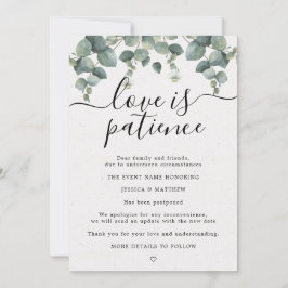 Uitgestelde Verandering van Plannen Eucalyptus Bru Aankondiging