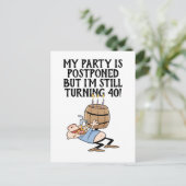 Uitgestelde Verjaardagsfeest Annulering Cartoon Briefkaart (Staand voorkant)