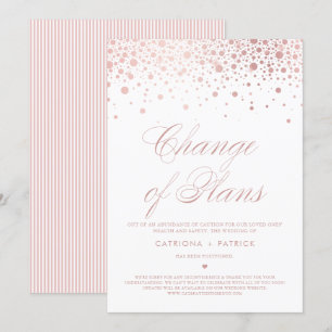 Uitgestelde Viering Roze Goud Folie Confetti Uitge Kaart