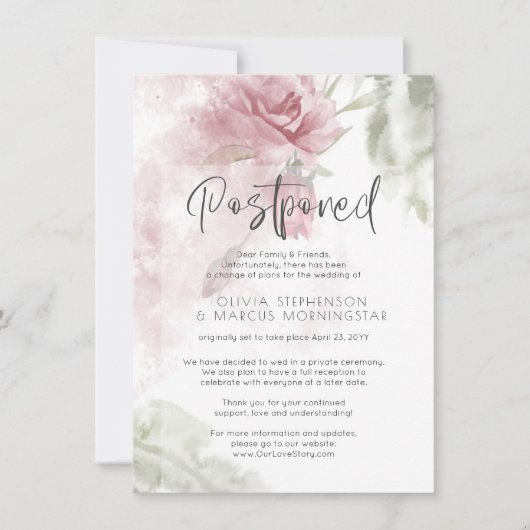 Uitgestelde weddenschap Waterverf Stusty Roos Pink Kaart (Voorkant)