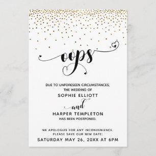 Uitgestelde weddenschappen met gouden Confetti en  Kaart