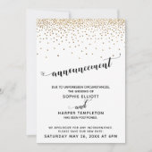 Uitgestelde Wedding Gold Confetti & Hearts Kaart (Voorkant)