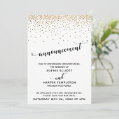 Uitgestelde Wedding Gold Confetti & Hearts Kaart (Staand voorkant)
