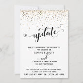 Uitgestelde Wedding Gold Confetti & Hearts Update Kaart (Voorkant)