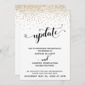 Uitgestelde Wedding Gold Confetti & Hearts Update Kaart (Voorkant / Achterkant)
