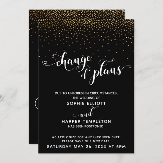 Uitgestelde weduwschap Gold Black Verandering van  Kaart (Voorkant / Achterkant)
