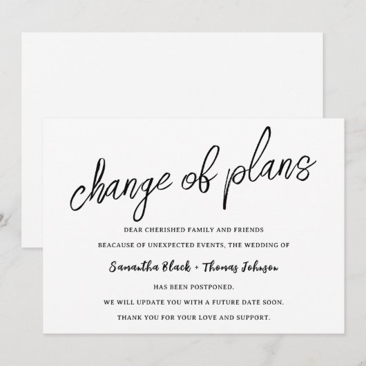 Uitgestelde wijziging van de huwelijksplannen kaart (Voorkant / Achterkant)