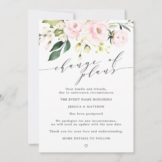 Uitgestelde Wijziging Van Plannen Blozend Bloemen  Aankondiging (Voorkant)