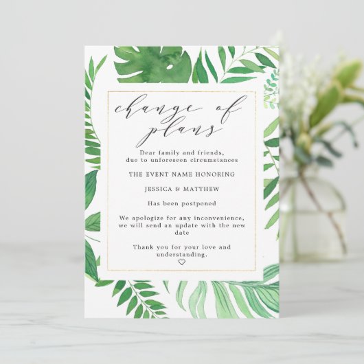 Uitgestelde wijziging van plannen Tropisch huwelij Aankondiging (Staand voorkant)