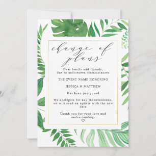 Uitgestelde wijziging van plannen Tropisch huwelij Aankondiging