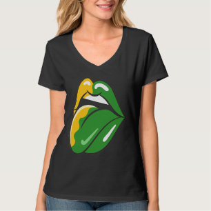 Uitgestoken rode lippen kus mond lippenstift kusse t-shirt