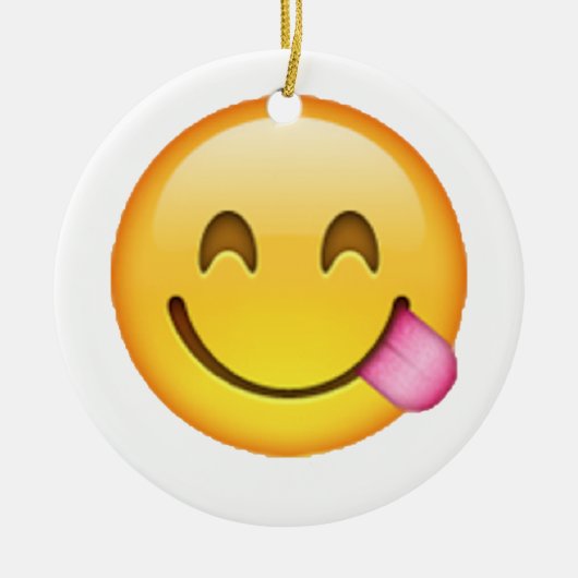 Uitgestoken tong - Emoji Keramisch Ornament (Voorkant)