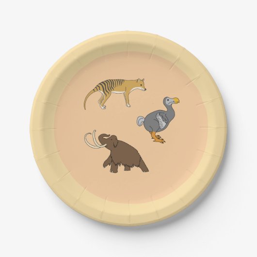 Uitgestorven dieren papieren bordje (Voorkant)