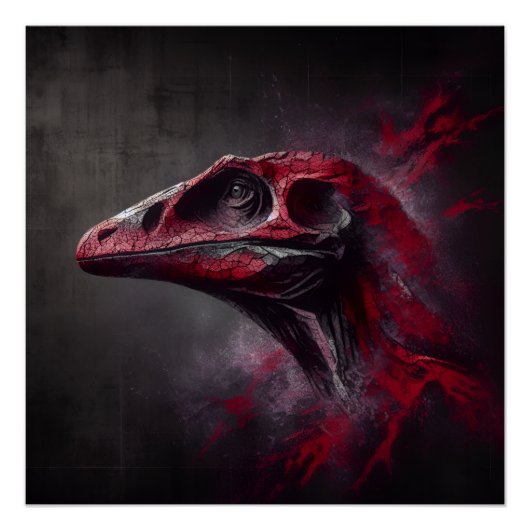 Uitgestorven dinosauruskop perfect poster (Voorkant)