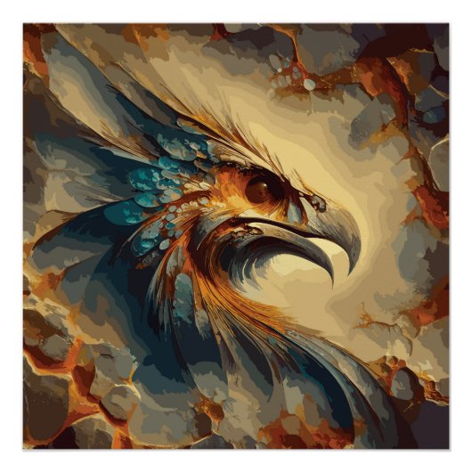 Uitgestorven Vogelkop - Abstract kunstwerk Perfect Poster (Voorkant)