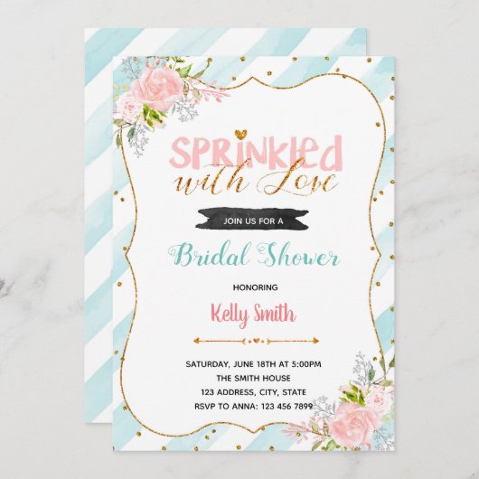 Uitgestrooid met liefde feest uitnodiging (Voorkant / Achterkant)