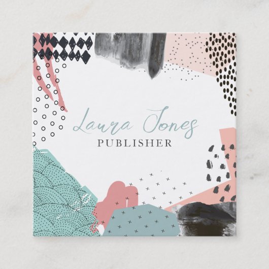 Uitgeverij abstract Art Collage Writer Square Afsprakenkaartje (Voorkant)