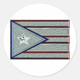 Uitgevijld Puerto Ricaanse vlag Ronde Sticker