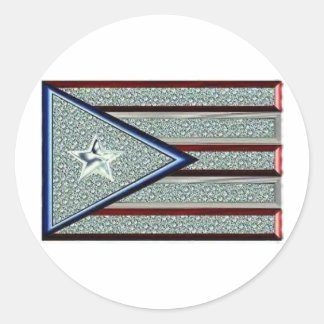 Uitgevijld Puerto Ricaanse vlag Ronde Sticker