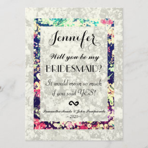 Uitgewassen & Meerkleurige Elegant Floral Collage Kaart