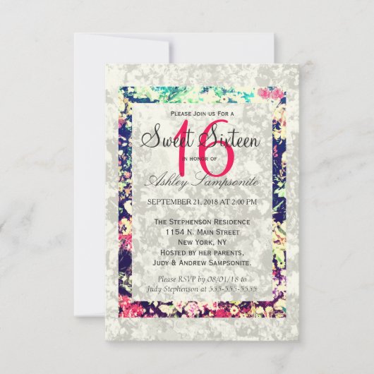 Uitgewassen & Multicolor Elegante Bloemen Collage Kaart (Voorkant)