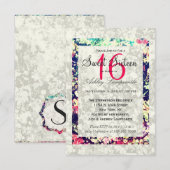 Uitgewassen & Multicolor Elegante Bloemen Collage Kaart (Voorkant / Achterkant)