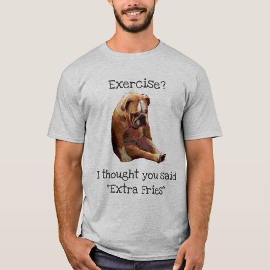 "Uitgraving?... Fries" Sad English Bulldog 3 T-shirt (Voorkant)
