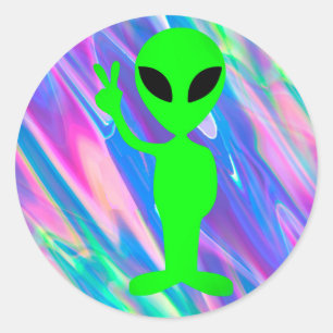 uitheemse hologram ronde sticker