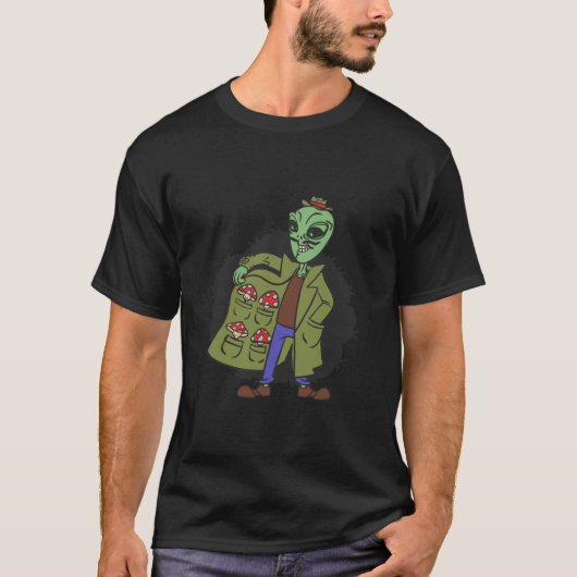 uitheemse ruimtesaliens ufo fungi paddenstoelen t-shirt (Voorkant)