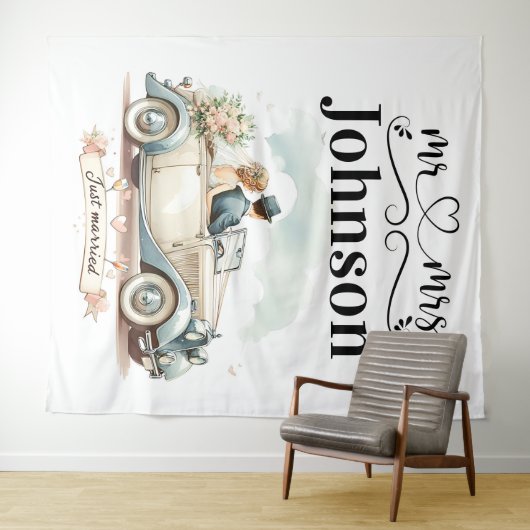 uitje - Aangepaste bruiloft achtergrond Wandkleed (In Situ (horizontaal))