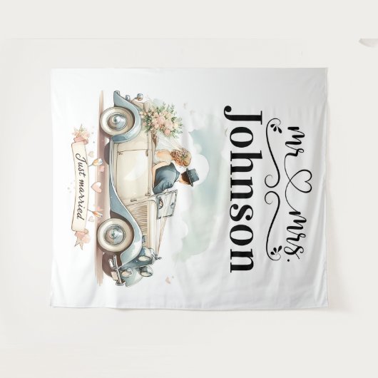 uitje - Aangepaste bruiloft achtergrond Wandkleed (Voorkant (horizontaal))