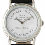 Uitkering of Long Service Award Watch Horloge<br><div class="desc">Een horloge om een pensionering of een lange dienst te gedenken. Personaliseer om naam,  bedrijf of organisatie,  en data te omvatten. Unieke herinnering aan een bijzondere prestatie. Pensionering of langdurige polshorloge. Witte horlogezijde.</div>