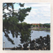 Uitkijkend over Lake Mirror in Lakeland Glazen Onderzetter (Voorkant)