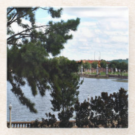 Uitkijkend over Lake Mirror in Lakeland Glazen Onderzetter