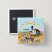 uitkijkpunt vuurtoren vierkante button 5,1 cm (Voorkant /achterkant)