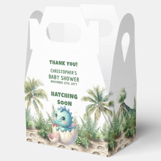 Uitkomen Binnenkort Baby Boy Dinosaur Party Favori Bedankdoosjes (Geopend)