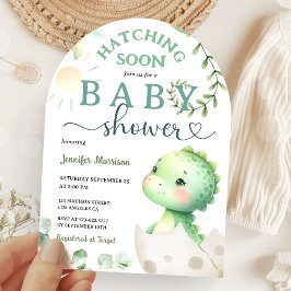 Uitkomen Binnenkort Dinosaurus Baby shower Green D Kaart