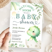 Uitkomen Binnenkort Dinosaurus Baby shower Groene 