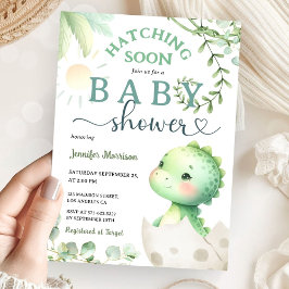 Uitkomen Binnenkort Dinosaurus Baby shower Groene  Kaart