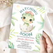 Uitkomen Binnenkort Dinosaurus Baby shower Meisje  Kaart