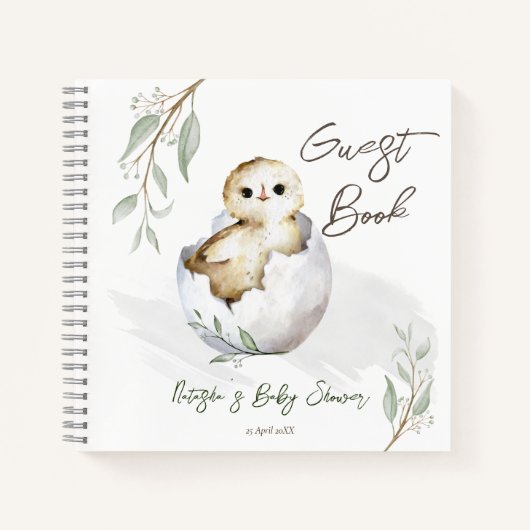 Uitkomen binnenkort kleine vogel baby shower gaste notitieboek (Voorkant)