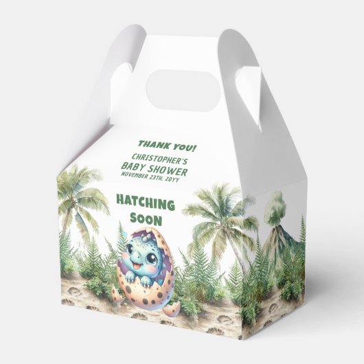 Uitkomen Binnenkort Schattige Dinosaurus Baby Boy  Bedankdoosjes (Voorkant Zijde)