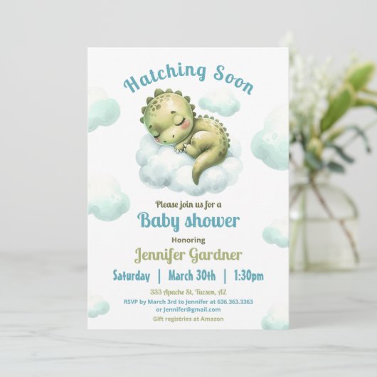 Uitkomen Binnenkort Schattige Dinosaurus Baby show Kaart (Staand voorkant)