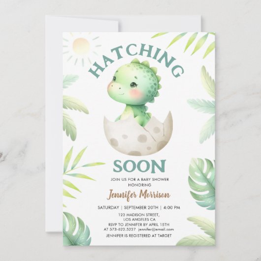 Uitkomen Binnenkort Schattige Dinosaurus Baby show Kaart (Voorkant)