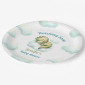 Uitkomen Binnenkort Schattige Dinosaurus Blue Boy  Papieren Bordje (Gekanteld)