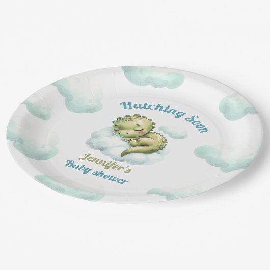 Uitkomen Binnenkort Schattige Dinosaurus Blue Boy  Papieren Bordje (Gekanteld)